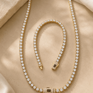 Set bijuterii placat cu aur de 14k Tennis Monaco