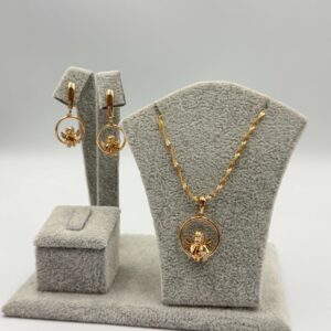 Set colier și cercei placat cu aur de 18k Angel